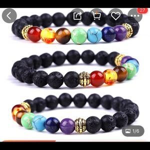 Set of (3) Lava Rock Essential Oil Diffuser Bracelets